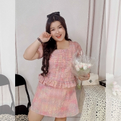 [MUA1TẶNG1] SÉT CARO HỒNG VÁY QUẦN BIGSIZE hình và video thật