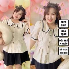 MUA1TẶNG1 Sét thuỷ thủ chiết eo chân váy quần bigsize 55kg-95kg ( hình và video chụp thật )