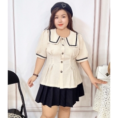 MUA1TẶNG1 Sét thuỷ thủ chiết eo chân váy quần bigsize 55kg-95kg ( hình và video chụp thật )