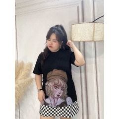 Áo thun phom rộng in hình cô gái bigsize 55kg - 95kg