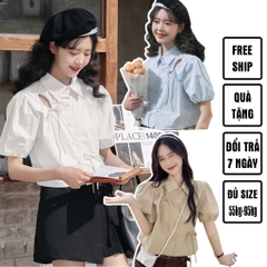 Áo sơ mi rút dây nơ bigsize sơ mi 60kg-90kg sơ mi bigsize dễ thương