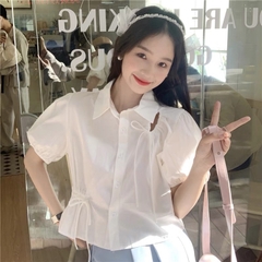 Áo sơ mi rút dây nơ bigsize sơ mi 60kg-90kg sơ mi bigsize dễ thương