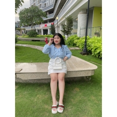 Áo sơ mi cột nơ vai bigsize 55Kg - 95kg áo sơ mi bigsize công sở áo sơ mi dễ thương