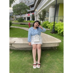 Áo sơ mi cột nơ vai bigsize 55Kg - 95kg áo sơ mi bigsize công sở áo sơ mi dễ thương