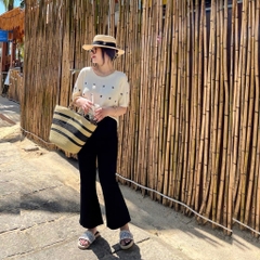 QUẦN ỐNG LOE BIGSIZE CHẤT UMI Quần ống loe lưng cao mặc đi học đi làm đi chơi