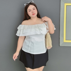 Sét bộ nữ áo trễ vai dập ly chân váy quần bigsize 60kg - 95kg phù hợp mặc đi tiệc , đi chơi