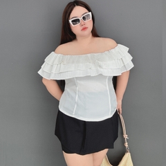 Sét bộ nữ áo trễ vai dập ly chân váy quần bigsize 60kg - 95kg phù hợp mặc đi tiệc , đi chơi