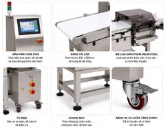 Máy kiểm tra trọng lượng tự động BLUEZEIZ CQ-XP500 checkweigher đến 40kg, kết hợp rejector