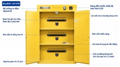 Tủ sạc pin lithium chống cháy thông minh 45 gallon- báo khói và thông gió tự động BLUEZEIZ BlueBAC-45-GYN