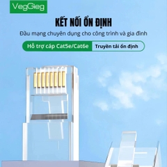 Veggieg Combo 102 Hạt mạng RJ45 xuyên thấu Cat6 Veggieg V-E011vỏ nhựa trong suốt