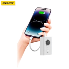 Sạc dự phòng có dây Pisen Quick PowerLink Tiny 22.5W 10000mAh TP D29 cáp Ligtning màu trắng