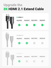 Ugreen Cáp nối dài HDMI 2.1 8K Ugreen 40400 dài 0.5M màu đen cao cấp chính hãng