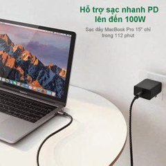 Ugreen Cáp sạc nhanh Type C 100W Ugreen 70428 US316 dài 1.5M 110W PD 5A dây dù