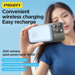 Sạc dự phòng không dây Pisen Quick TP D111 PowerMag 20W 10000mAh màu trắng