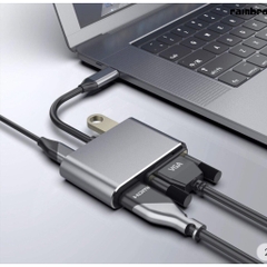 Cáp chuyển Type C 4 trong 1 Sang Hdmi / Vga / Usb / Usb-C 4k