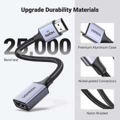 Ugreen Cáp nối dài HDMI 2.1 8K Ugreen 15518 dài 15Cm vỏ hợp kim dây dù