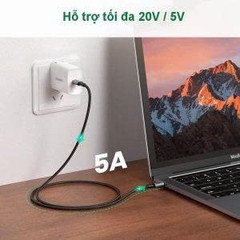 Ugreen Cáp sạc nhanh Type C 100W Ugreen 70427 US316 dài 1M 110W PD 5A dây dù