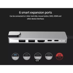 Cáp chuyển Type C 6 Trong 1 Sang HDMI RJ45 Multi USB 3.0 USB C Power Bộ Chuyển Đổi Cho MacBook Pro Air Dock USB-C HUB B