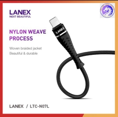Cáp sạc nhanh dây dù  dù 2.1A LANEX LTC-N07L - DÀI 1.0M