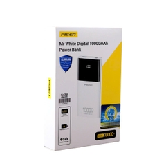 Sạc dự phòng có dây Pisen Mr White Digital 10000mAh TP D33 màu trắng