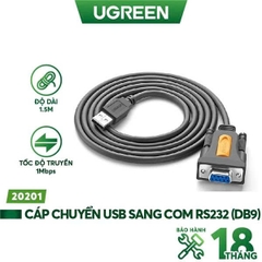 Cáp chuyển USB Sang Com9 RS232 Ugreen 20201 CR104 dài 1,5m - Hàng Chính Hãng