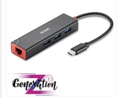Cáp chuyển Type C USB (3.1) sang  LAN + Hub 3 port SSK SHU C535 (Lan 10-100)