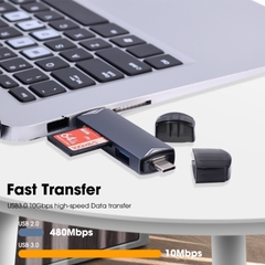 Đầu Đọc Thẻ Nhớ 6 Trong SD Micro SD OTG USB 3.0 Sang Type C Micro USB