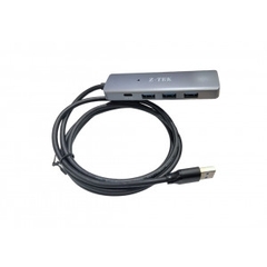 Bộ chia USB 3.0 sang 4 cổng USB 3.0 có nguồn phụ Type C Ztek ZY453 dài 0.5m 1m 1.5m màu xám