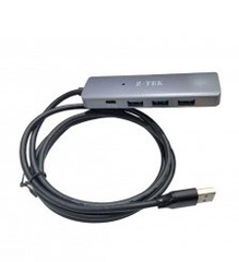 Bộ chia USB 3.0 sang 4 cổng USB 3.0 có nguồn phụ Type C Ztek ZY453 dài 0.5m 1m 1.5m màu xám