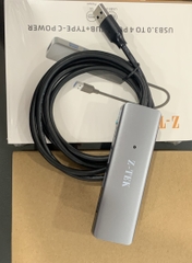 Bộ chia USB 3.0 sang 4 cổng USB 3.0 có nguồn phụ Type C Ztek ZY453 dài 0.5m 1m 1.5m màu xám