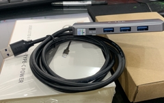 Bộ chia USB 3.0 sang 4 cổng USB 3.0 có nguồn phụ Type C Ztek ZY453 dài 0.5m 1m 1.5m màu xám