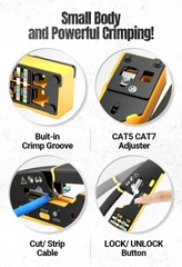 Ampcom Kìm bấm mạng RJ45 điện thoại RJ11 R12 3 in 1 cắt bấm dải Lan cat8/7/6A/6/5E (STP/UTP)