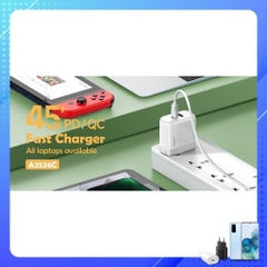 Củ sạc nhanh LDNIO A2526C 45W USB Type C dùng cho điện thoại máy tính máy tính bảng