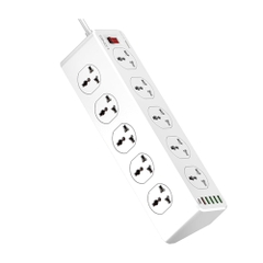 Ổ cắm điện đa năng LDNIO SC10610 10 cổng AC 5 cổng USB 1 cổng Type C PD20W 2500W dài 2m màu trắng