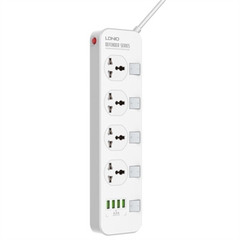 Ổ cắm điện đa năng LDNIO SC4408 4 cổng AC 4 cổng USB 2500W dài 2m màu trắng
