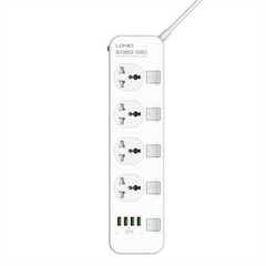 Ổ cắm điện đa năng LDNIO SC4408 4 cổng AC 4 cổng USB 2500W dài 2m màu trắng