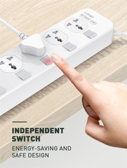 Ổ cắm điện đa năng LDNIO SC4408 4 cổng AC 4 cổng USB 2500W dài 2m màu trắng