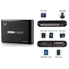Đầu đọc thẻ nhớ đa năng CF SD micro SD-MMC-M2-MS-XD(Đen) SSK 025
