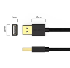 ORICO Cáp USB 2 đầu đực dài 0.5M 1M 1.5M 2M USB 2.0 màu đen