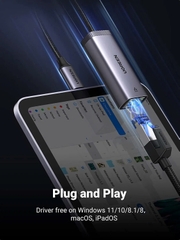 Cáp chuyển USB Type C sang mạng Lan, RJ 45 Ugreen 40322 tốc độ 1Gb/1000Mb màu ghi vỏ nhôm