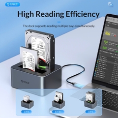 Orico Đế (Dock) ổ cứng 2 bay ORICO 6626C3 dùng cho SSD HDD 2.5in 3.5 in USB 3.0