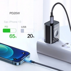 Cáp sạc điện thoại IPhone 11,12,13,14 Pisen CL PD06 1200  dài 1,2m màu đen