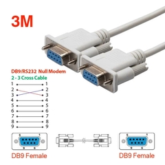 Cáp cổng Com RS232 2 đầu cái đực 1.5m 3m 5m màu trắng.