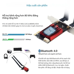 envi Card Wifi Không Dây AC1200 2 băng tần kép và Bluetooth 4.0 dùng cho máy tính để bàn