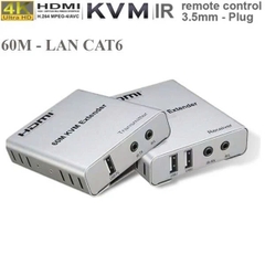 Bộ kéo dài khuếch đại HDMI qua mạng Lan RJ 45 dài 60M -KMV 60M có cổng USB cổng âm thanh 3.5