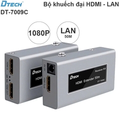 Bộ kéo dài (khuyêch đại) HDMI sang mạng LAN dài 50M Dtech DT-7009C màu xám vỏ kim loại