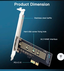 Card Chuyển Đổi M2 NVMe PCLE  Sang PCIE X1 Kèm Giá Đỡ Tiện Dụng