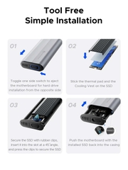 Orico Hộp(Box) đựng ổ cứng Orico AXM2 G2 M2 NVME; M2 Sata cáp Type C biến ổ cứng M2 thành ổ cứng di động ,tuỳ chọn