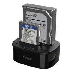 Đế (Dock) ổ cứng 2 bay 3.5/2.5 USB đen USOrico 6228US3-C-BK, Offclone USB 3.0 màu đen