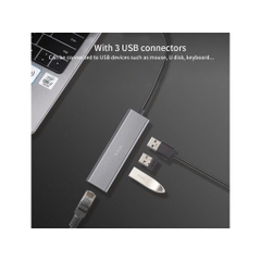 SSK Cáp chuyển USB 3.0 2.0 sang mạng Lan RJ 45+ Bộ chia USB SSK C562 C561  dài 20 cm màu xám tuỳ chọn